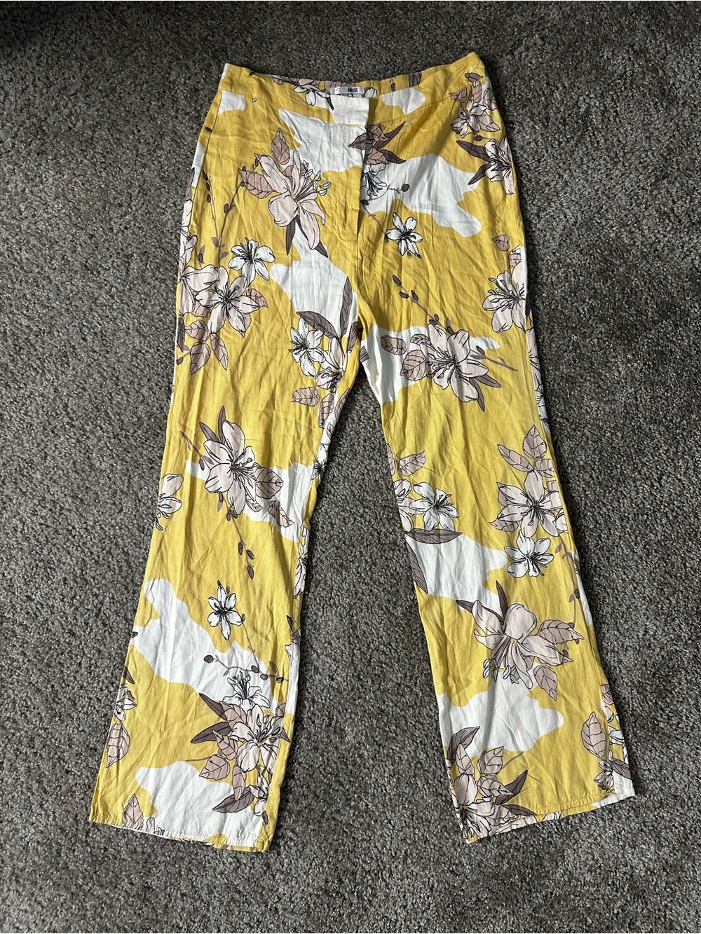 Amuse Society Yellow Floral Wide-Leg Pants